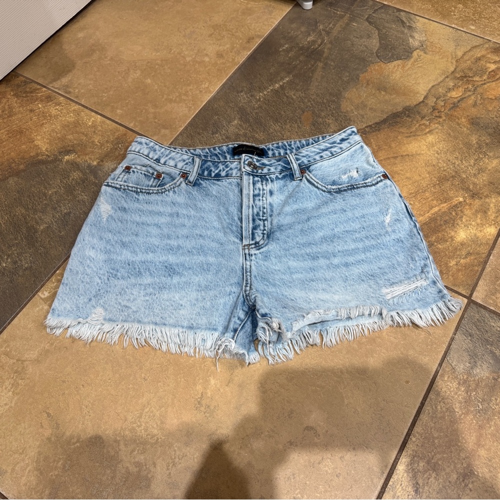 House of Harlow 1960 Light Blue Frayed Jean Shorts